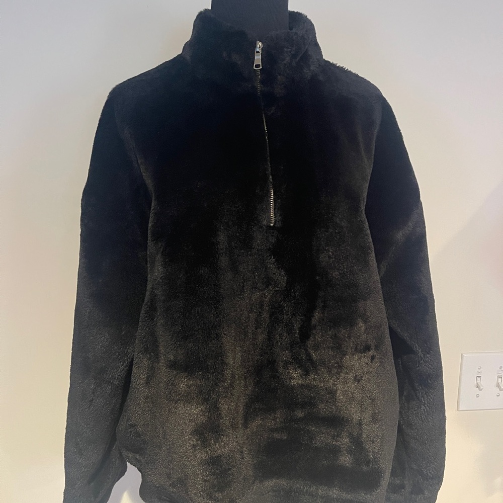 a new day Black Fuzzy Pullover